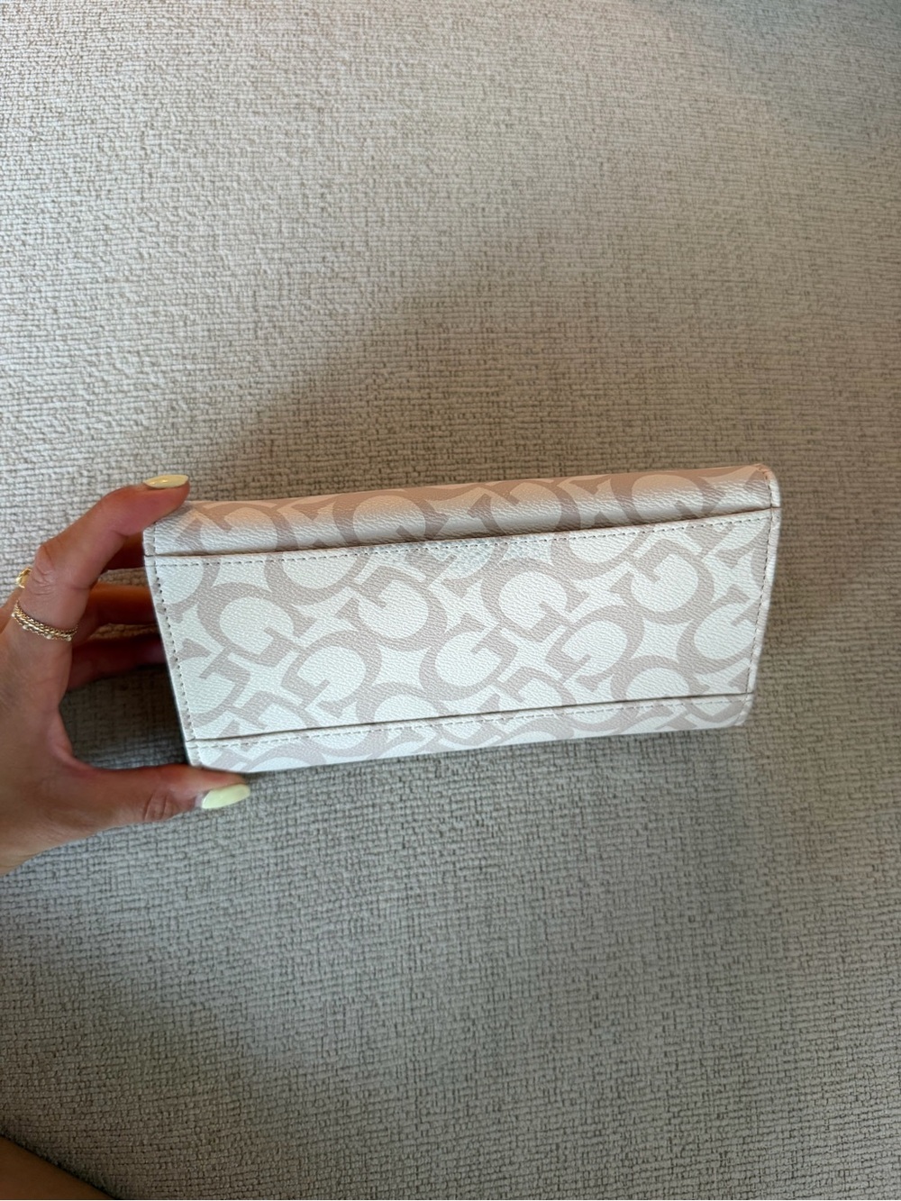 GUESS beige Signature Logo Wallet with Gold Plaque - Picture 5 of 5